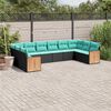 vidaXL 10 Piece Garden Sofa Set with Cushions Black Poly Rattan