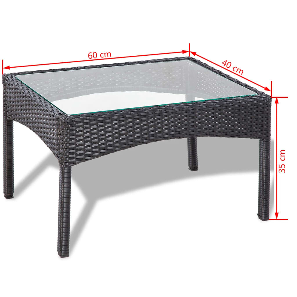 vidaXL 4 Piece Garden lounge Set with Cushions Poly Rattan Black