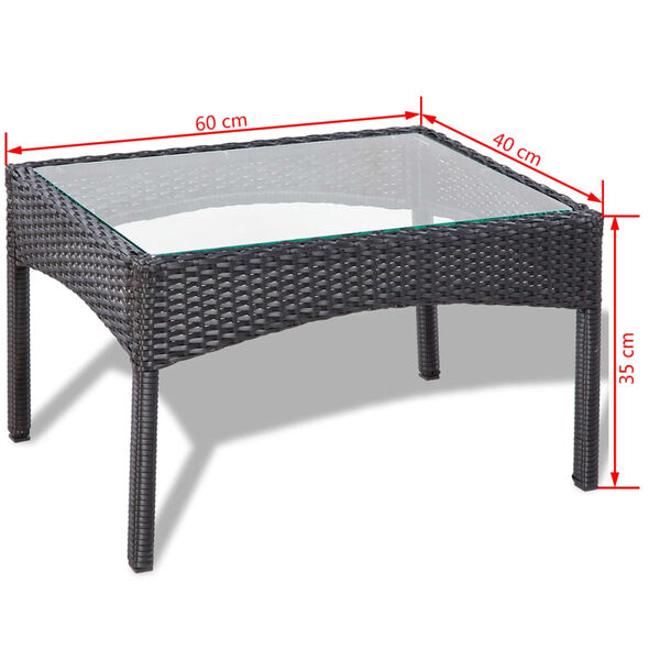vidaXL 4 Piece Garden lounge Set with Cushions Poly Rattan Black