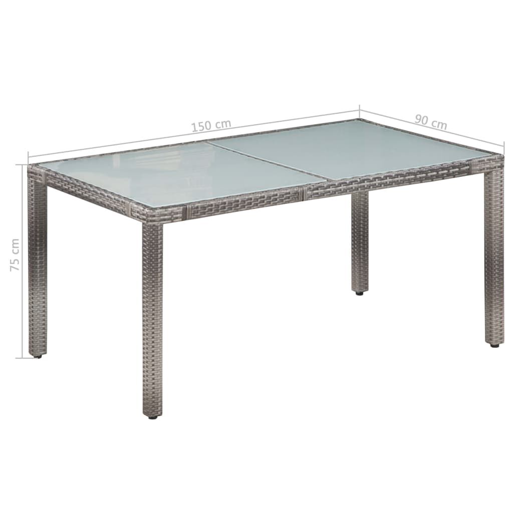 vidaXL 7 Piece Outdoor Dining Set with Cushions Poly Rattan Grey