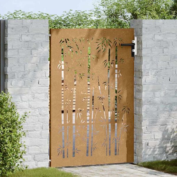vidaXL Garden Gate 85x150 cm Corten Steel Bamboo Design
