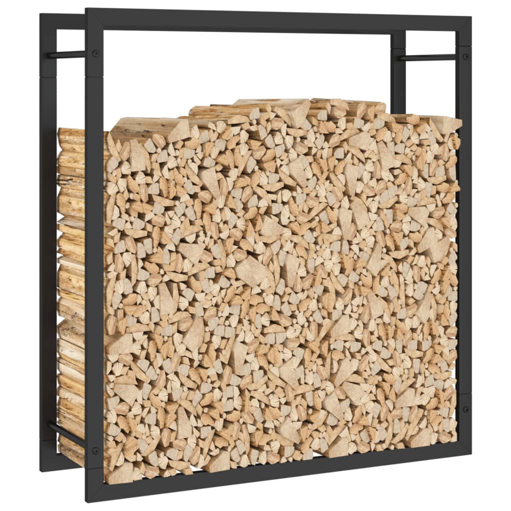vidaXL Firewood Rack Matt Black 80x28x86 cm Steel