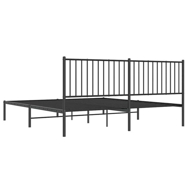 vidaXL Metal Bed Frame without Mattress with Headboard Black 183x213cm