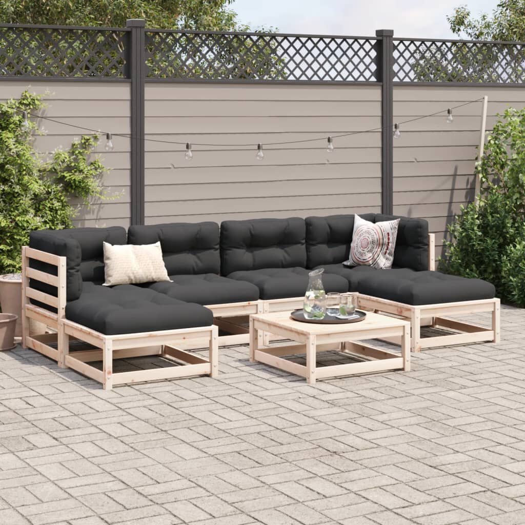 vidaXL 7 Piece Garden Sofa Set with Cushions Solid Wood Pine