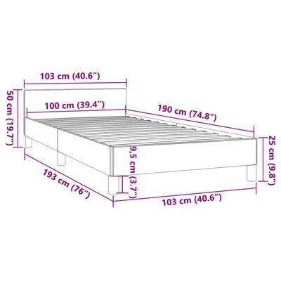 vidaXL Bed Frame without Mattress Dark Grey Twin Fabric