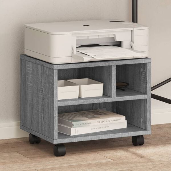 vidaXL Printer Stand with Wheels Grey Sonoma 41x32x34,5 cm