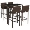 vidaXL 5 Piece Garden Bar Set Brown Poly Rattan