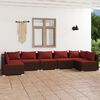 vidaXL 7 Piece Garden Lounge Set with Cushions Poly Rattan Brown