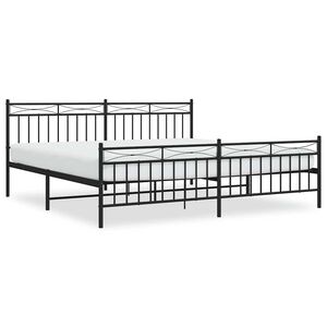 vidaXL Metal Bed Frame without Mattress with Footboard Black 193x203cm