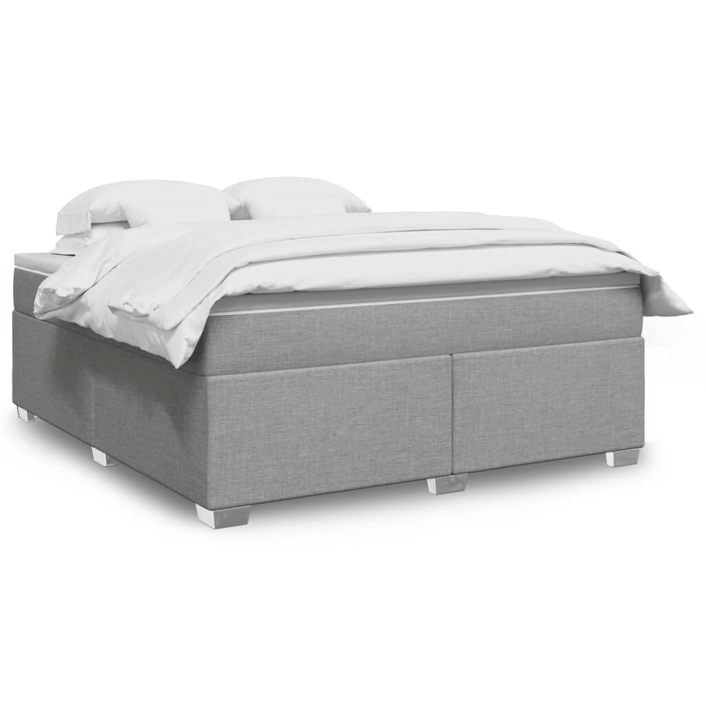 vidaXL Box Spring Bed with Mattress Light Grey California King Fabric
