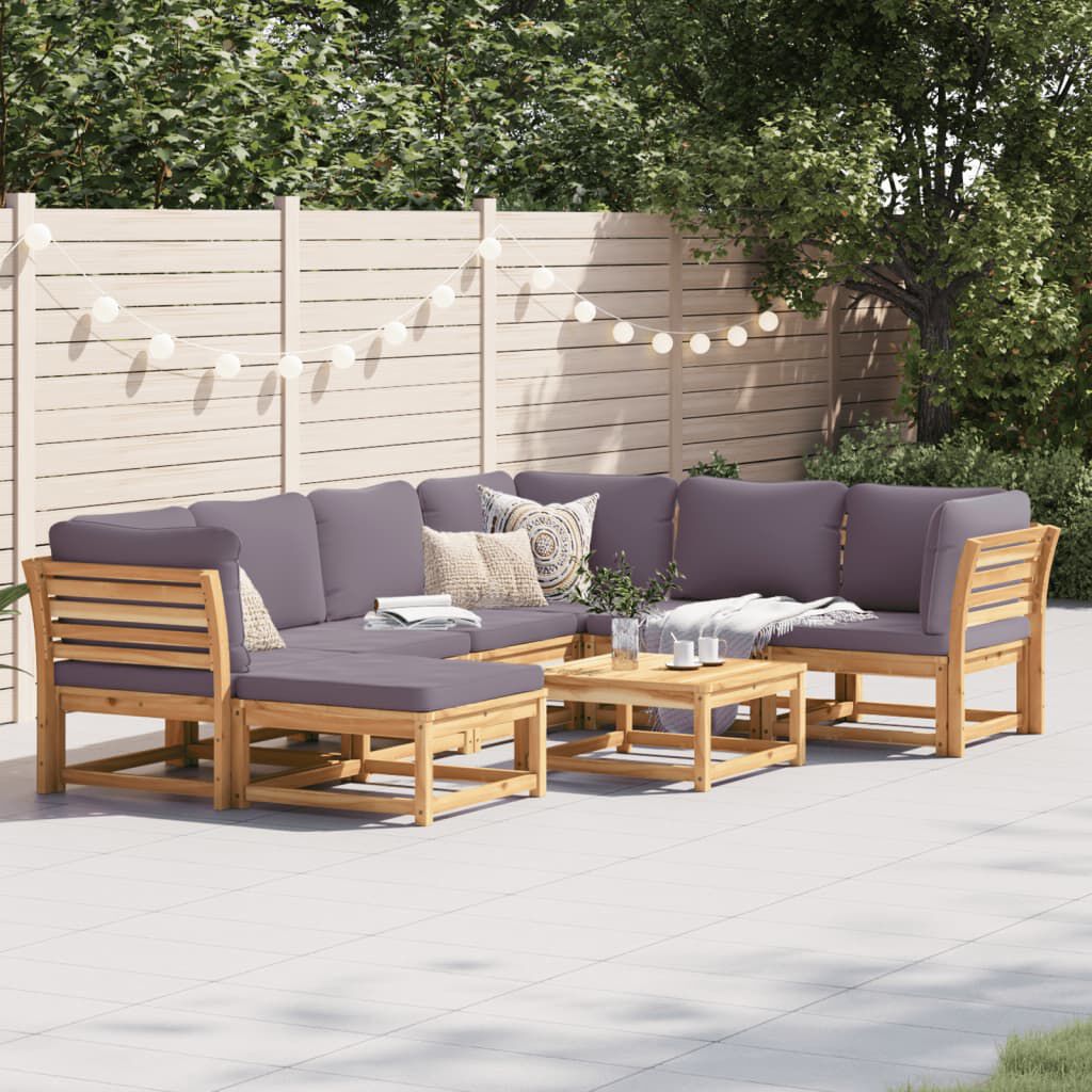 vidaXL 8 Piece Garden Lounge Set with Cushions Solid Wood Acacia