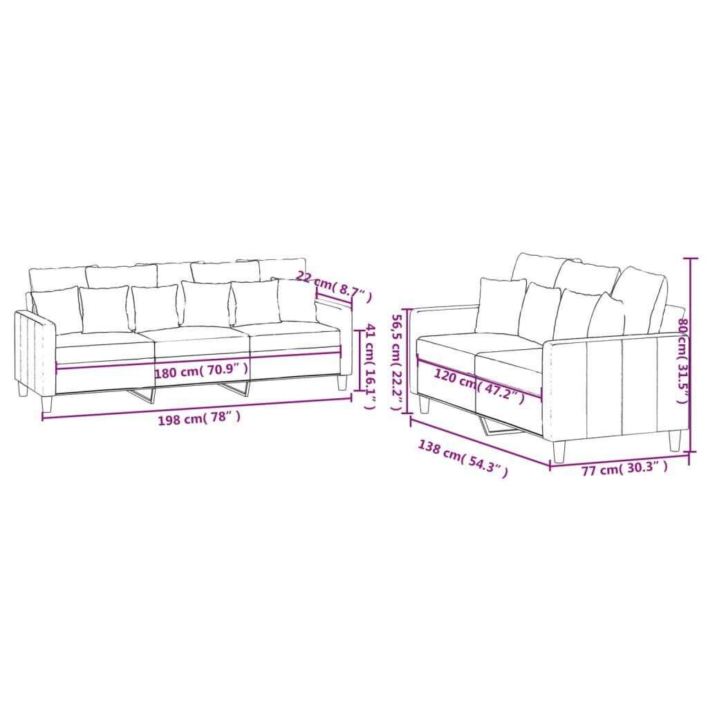 vidaXL 2 Piece Sofa Set with Cushions Dark Green Velvet