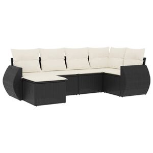 vidaXL 6 Piece Garden Sofa Set with Cushions Black Poly Rattan