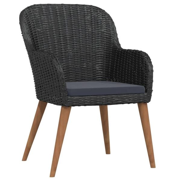 vidaXL 3 Piece Garden Dining Set with Cushions Black