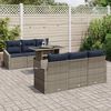 vidaXL Garden Sofa Set 7 pcs Grey and navy blue Poly Rattan