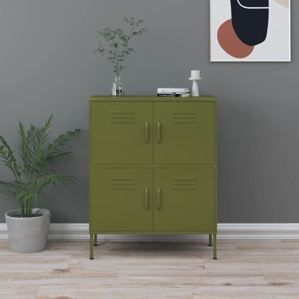 vidaXL Storage Cabinet Olive Green 80x35x101.5 cm Steel