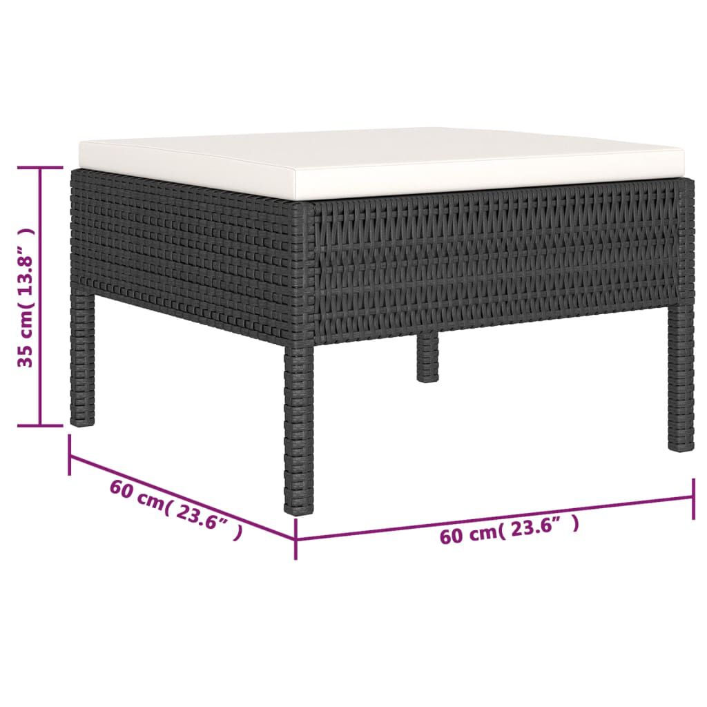 vidaXL 6 Piece Garden Lounge Set with Cushions Poly Rattan Black