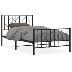 vidaXL Metal Bed Frame without Mattress with Footboard Black 100x200cm