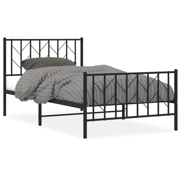 vidaXL Metal Bed Frame without Mattress with Footboard Black 100x200cm