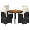 vidaXL 5 Piece Garden Dining Set with Cushions Black Poly Rattan