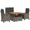 vidaXL 4 Piece Garden Dining Set with Cushions Grey Poly Rattan