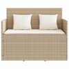 vidaXL Garden Bench with Cushions Beige Poly Rattan
