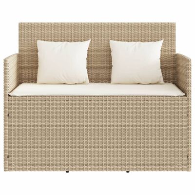 vidaXL Garden Bench with Cushions Beige Poly Rattan