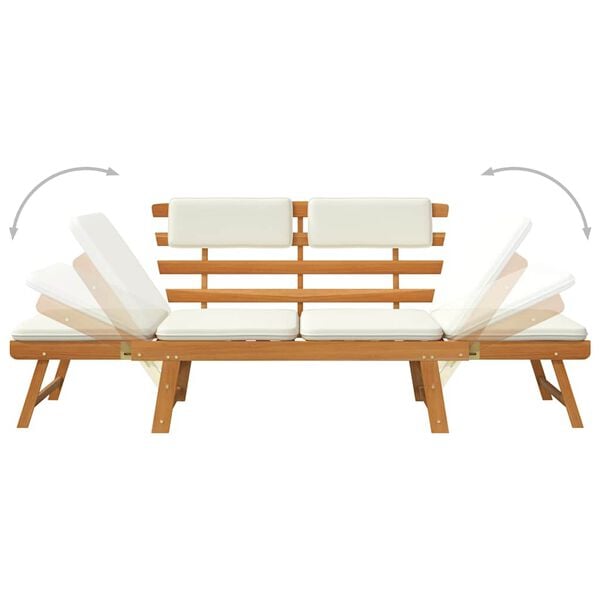 vidaXL Garden Bench with Cushions 2-in-1 190 cm Solid Acacia Wood