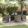 vidaXL Garden Dining Set with Cushion 5 pcs Grey Poly Rattan