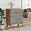 vidaXL Drawer Cabinet OLDEN Grey and Brown Solid Wood Pine