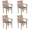vidaXL Stackable Garden Chairs with Cushions 4 pcs Solid Teak Wood