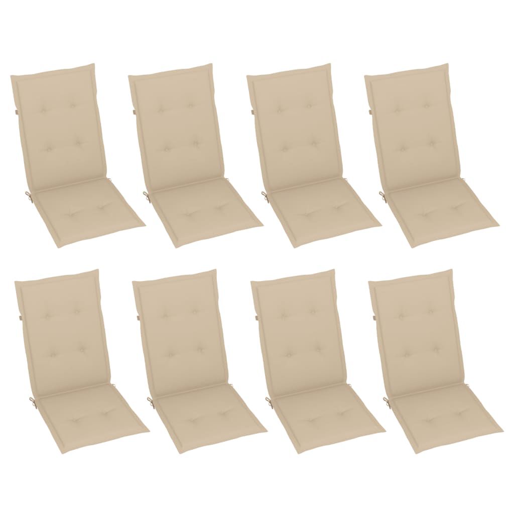 vidaXL Garden Reclining Chairs with Cushions 8 pcs Grey Wood Acacia