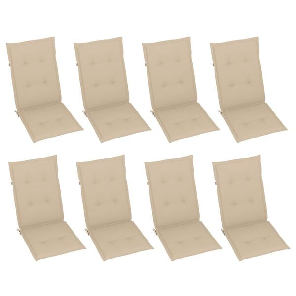 vidaXL Garden Reclining Chairs with Cushions 8 pcs Grey Wood Acacia