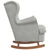 vidaXL Rocking Chair Wingback Light Grey Velvet and Solid Wood