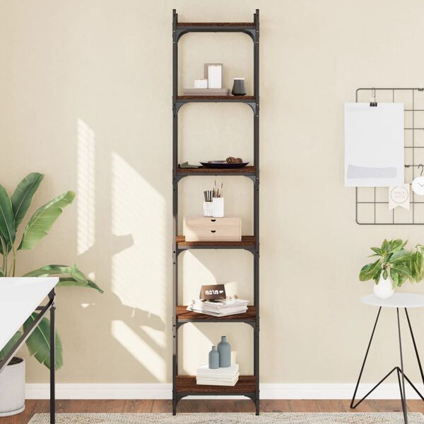 vidaXL Bookcase 6-Tier Brown Oak 40x30x188 cm Engineered Wood