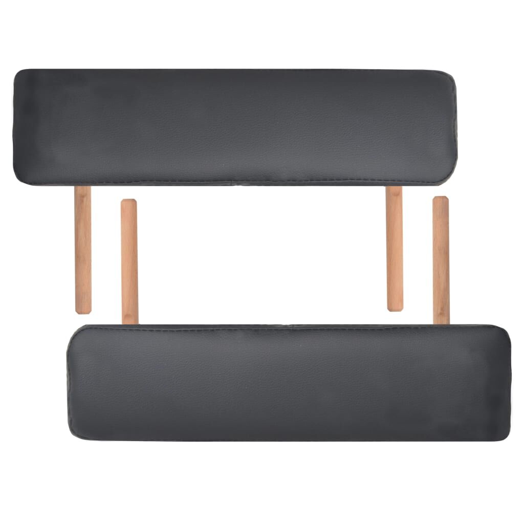 vidaXL 2-Zone Folding Massage Table and Stool Set 10 cm Thick Black