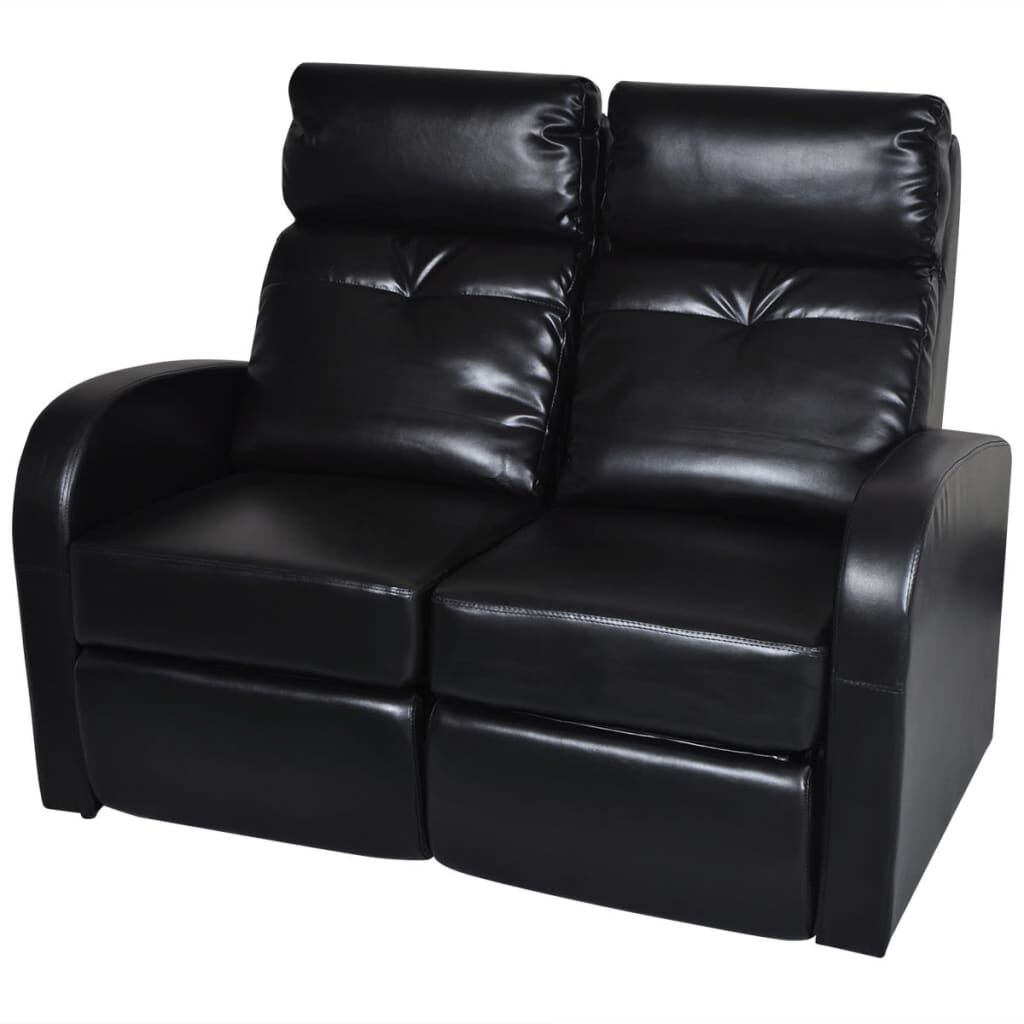 vidaXL 2-Seater Home Theatre Recliner Sofa Black Faux Leather
