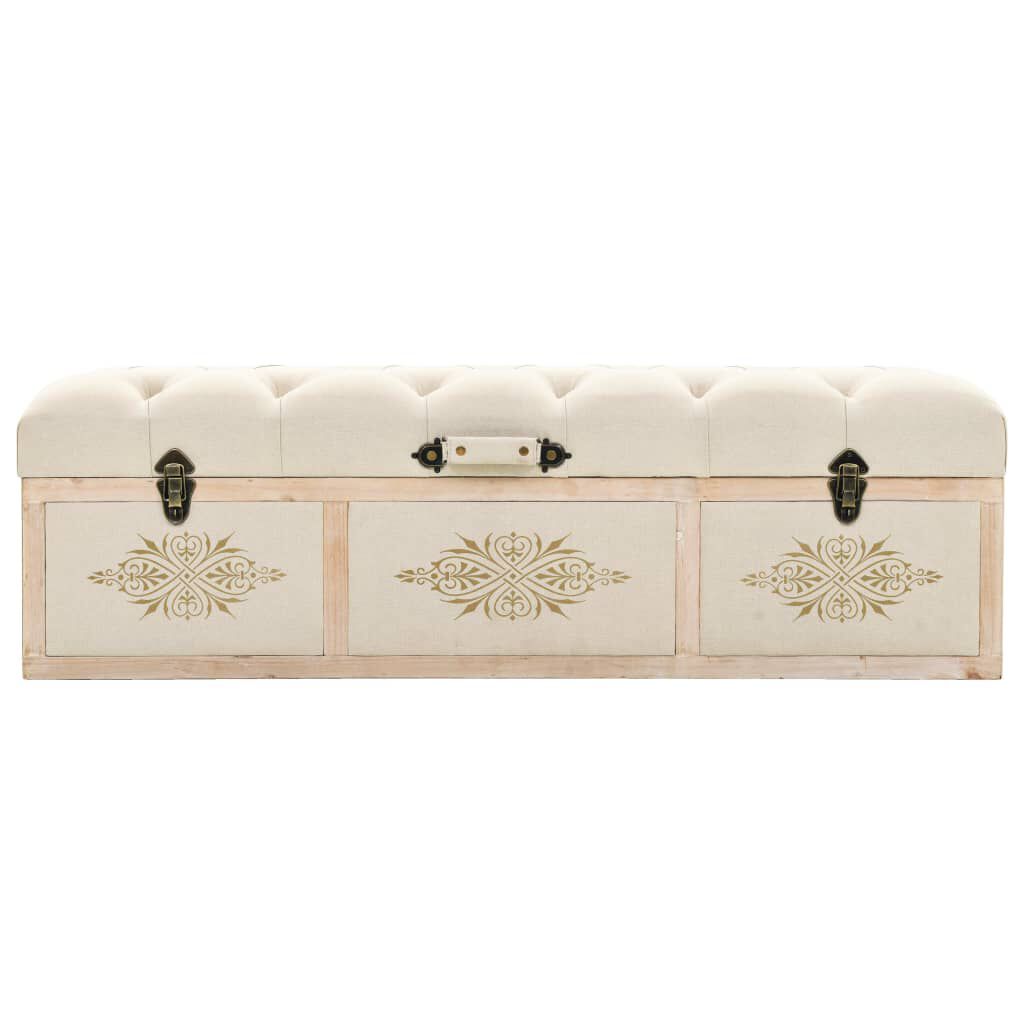 vidaXL Storage Bench 110 cm Cream Solid Wood Fir