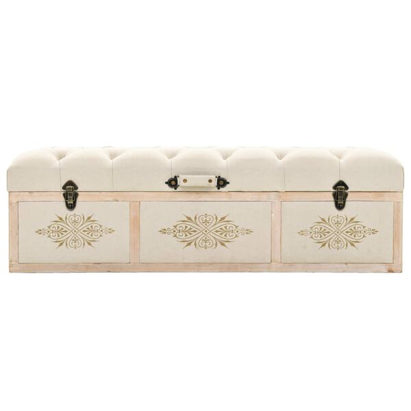 vidaXL Storage Bench 110 cm Cream Solid Wood Fir