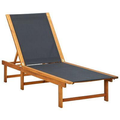 vidaXL Sun Lounger Solid Acacia Wood and Textilene