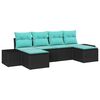 vidaXL Garden Sofa Set with Cushion 6 pcs Black Poly rattan