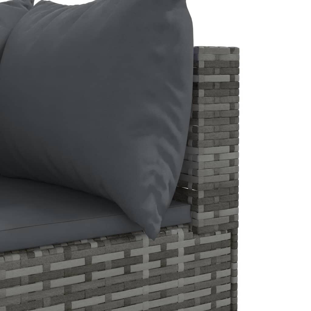 vidaXL 9 Piece Garden Sofa Set with Cushions Grey Poly Rattan