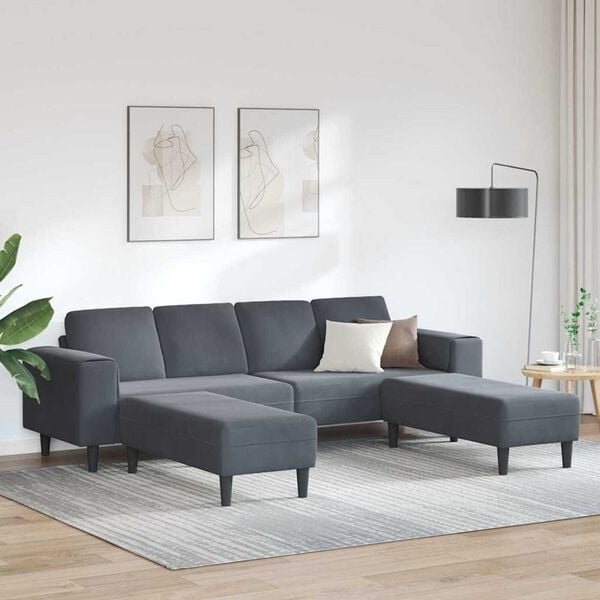 Sofa Set 3 pcs Dark grey Velvet