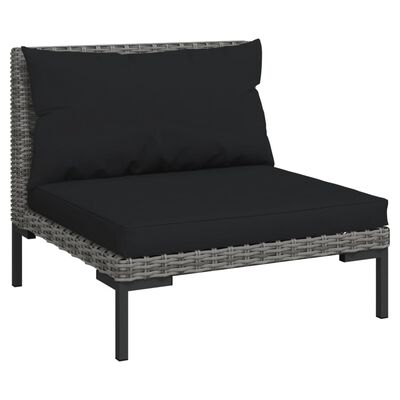 vidaXL 6 Piece Garden Lounge Set with Cushions Poly Rattan Dark Grey