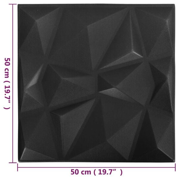 vidaXL 3D Wall Panels 48 pcs 50x50 cm Diamond Black 12 m²