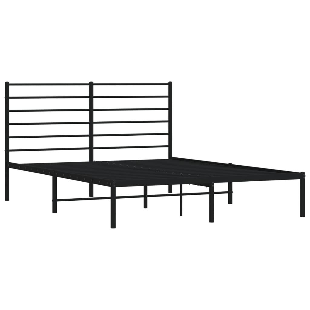 vidaXL Metal Bed Frame without Mattress with Headboard Black 150x200cm