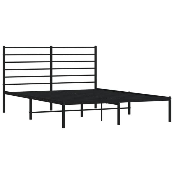 vidaXL Metal Bed Frame without Mattress with Headboard Black 150x200cm