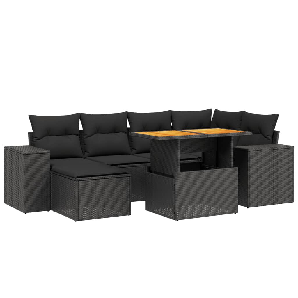 vidaXL 7 Piece Garden Sofa Set with Cushions Beige Poly Rattan
