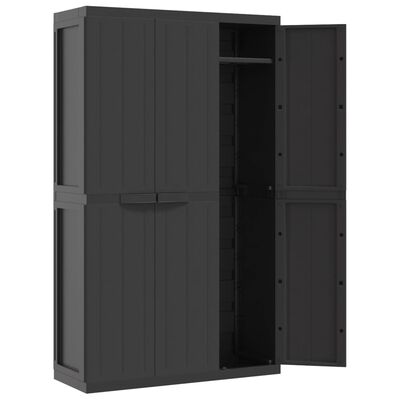 vidaXL Outdoor Storage Cabinet Black 97x37x165 cm PP