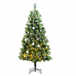 vidaXL Artificial Hinged Christmas Tree 300 LEDs & Ball Set 180 cm